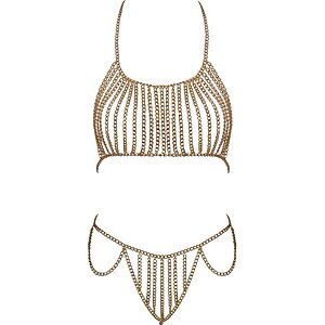 Cottelli Collection – Bikini Din Lanț Auriu, Ajustabil pe Denysa.ro