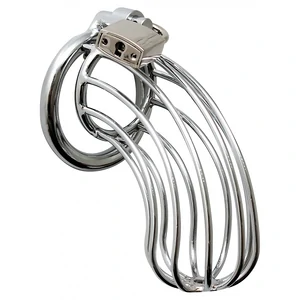 Cușca Chastity With Padlock Argintiu pe Denysa.ro