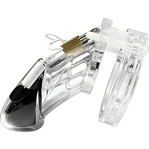 Cușcă Penis Electrică Discretă cu Telecomandă Transparent
