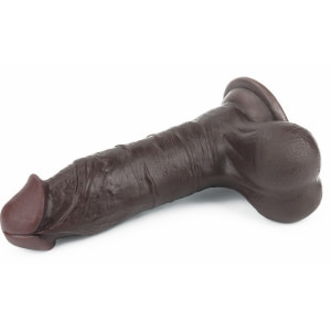 Dildo cu Ventuză Sliding Skin Dual Layer Dong Maro