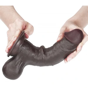 Dildo cu Ventuză Sliding Skin Dual Layer Dong Maro