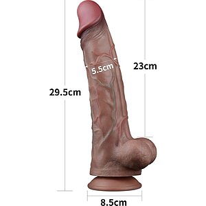 Dildo Realist Cu Ventuza Silicon Dual Layer 29.5 Cm
