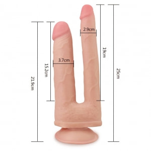 Dildo Dublu Cu Ventuză Skinlike Soft
