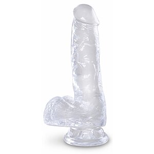 Dildo Transparent Cu Testicule Ventuza Puternica