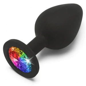 Plug Anal Bijuterie Curcubeu Negru Plug Anal Sigur Pentru Corp Silicon