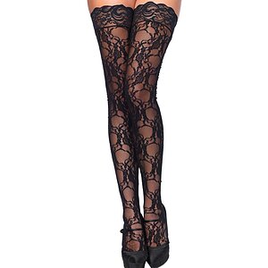 Dresuri Leg Avenue Stay Up Of Floral Lace Negru pe Denysa.ro