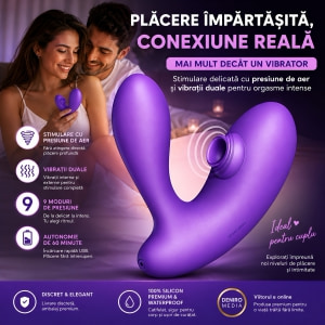 DuoVibe I Vibrator Air Punctul G Mov 9+9 Moduri, Reîncărcabil