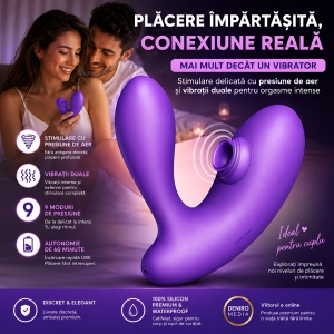 DuoVibe I Vibrator Air Punctul G Mov 9+9 Moduri, Reîncărcabil