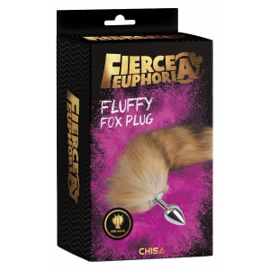 Plug Anal Aluminiu cu Coadă Blăniță 43 cm Fluffy Fox Argintiu