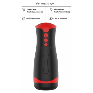Fusion Deep Squeeze Masturbator Negru, 2 Motoare, 5 Viteze