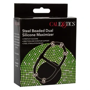 Inel Penis Beaded Dual Silicone Maximizer Negru