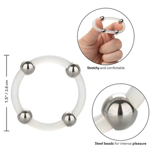 Inel Penis Steel Beaded Silicone Transparent