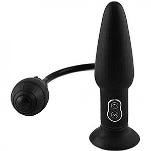 Inflatable Anal Plug with Vibration Negru