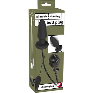Inflatable Vibrating Anal Plug Negru
