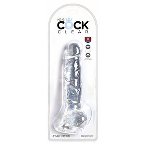 King Penis Clear Dildo Transparent Realistic Cu Testicule