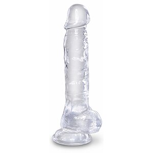 King Penis Clear Dildo Transparent Realistic Cu Testicule pe Denysa.ro