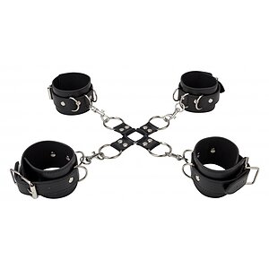 Leather Hand And Legcuffs Negru pe Denysa.ro