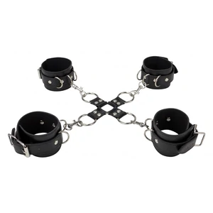 Leather Hand And Legcuffs Negru pe Denysa.ro