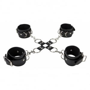 Leather Hand And Legcuffs Negru pe Denysa.ro