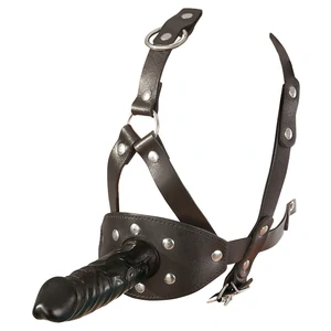 Leather Head Harness with Dildo Negru Leather Head Harness with Dildo Negru pe Denysa.ro