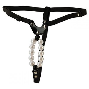 Lovers Thong Pleasure Pearl Negru S-L