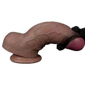 Lovetoy Dildo 25cm Silicon Dublu Strat cu Ventuză Maro