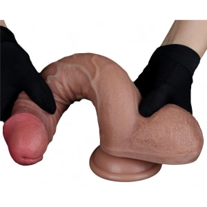 LoveToy Dildo silicon Dublu Strat 23,5 cm Realism Ultra Maro