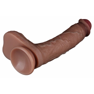 LoveToy - Dual Layered Silicone Dildo 21.5 cm (O 4.2 cm) - Brown Maro