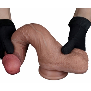 LoveToy - Dual Layered Silicone Dildo 21.5 cm (O 4.2 cm) - Brown Maro