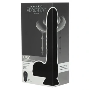Naked Addiction 23 cm, Vibrator Rotativ și De împingere Negru
