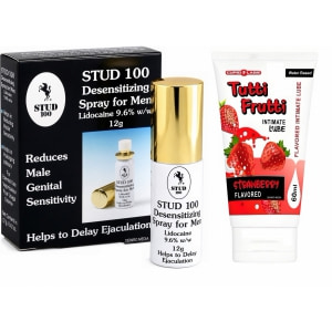Pachet Spray Stud 100 Original + Lubrifiant Sex Oral Căpșuni 100ml pe Denysa.ro