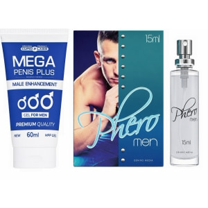 Pachet Parfum cu Feromoni Pheromen 15ml Și Gel Mărire Penis Mega Penis Plus 65ml pe Denysa.ro
