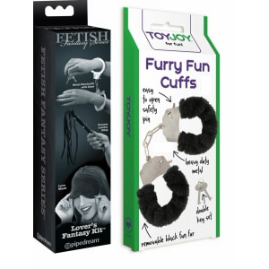 Set Limited Edition Lovers Fantasy Negru + Cătușe Furry Fun Cuffs Negru pe Denysa.ro