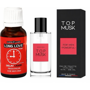 Pachet Picături Ejaculare Precoce Long Love 20ml + Parfum Feromoni Top Musk 75ml pe Denysa.ro