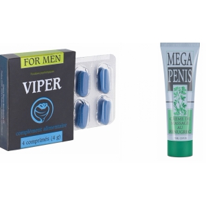 Pachet Cremă Mega Penis + Pastile Viper FR 4