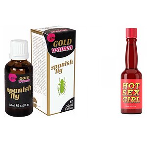 Pachet Afrodisiac Hot Sex Girl 20ml + Afrodisiac Spanish Fly Strong Gold Women 30ml pe Denysa.ro