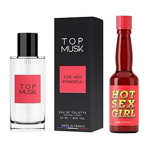 Pachet Afrodisiac Hot Sex Girl 20ml + Parfum Feromoni Top Musk 75ml pe Denysa.ro