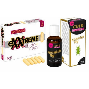 Pachet Capsule Femei eXXtreme Libido Afrodisiac + Afrodisiac Spanish Fly Strong Gold Women 30ml pe Denysa.ro