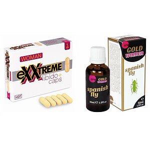 Afrodisiace Pentru Femei Pachet Capsule Femei eXXtreme Libido Afrodisiac 5buc + Afrodisiac Spanish Fly Strong Gold Women 30ml