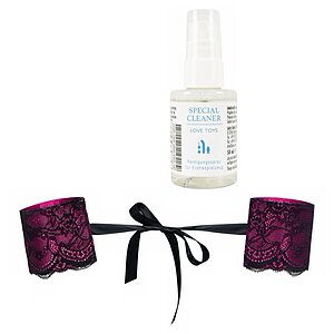 Pachet Cătușe Obsessive Roseberry Mov + Special Cleaner Love Toys 50ml Roz pe Denysa.ro