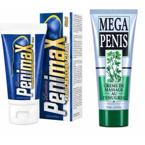 Pachet Cremă Mărire Mega Penis 75ml + Cremă Penis Enlargement Penimax 50ml pe Denysa.ro