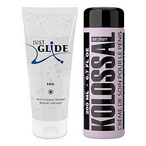 Pachet Cremă Mărire Penis Kolossal 200ml + Lubrifiant Just Glide Anal 200ml pe Denysa.ro