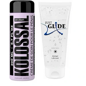 Pachet Cremă Mărire Penis Kolossal 200ml + Lubrifiant Just Glide Anal 200ml pe Denysa.ro