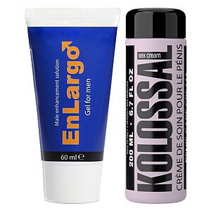 Pachet Cremă Mărirea Penisului Enlargo 100ml + Cremă Mărire Penis Kolossal 200ml pe Denysa.ro