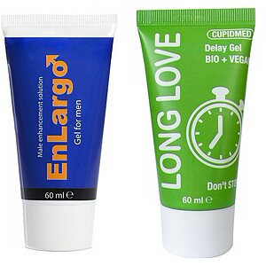 Pachet Cremă Mărirea Penisului Enlargo 100ml + Gel Ejaculare Precoce Long Love 50ml pe Denysa.ro