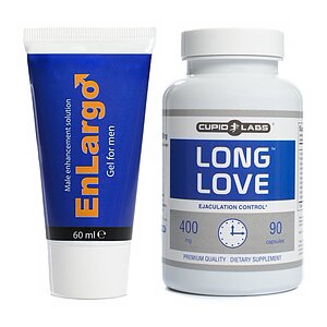 Pachet Cremă Mărirea Penisului Enlargo 100ml + Pastile Ejaculare Precoce Long Love 90buc pe Denysa.ro