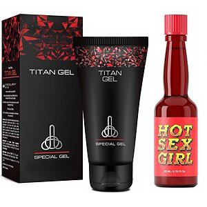 Pachet Cremă Mărirea Penisului Titan Gel Original 50ml + Afrodisiac Hot Sex Girl 20ml