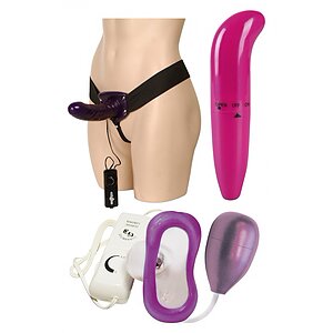 Pachet Extaz Intens: Strap-On, Pompă și Vibrator pe Denysa.ro