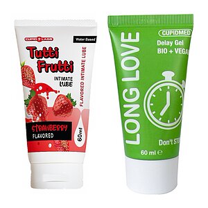 Pachet Gel Ejaculare Precoce Long Love 50ml + Lubrifiant Sex Oral Căpșuni 100ml pe Denysa.ro