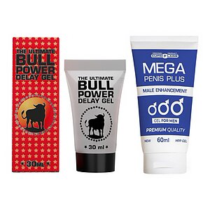 Pachet Gel Mărire Penis Mega Penis Plus 65ml Și Gel Ejaculare Prematură Bull Power Delay 30ml pe Denysa.ro